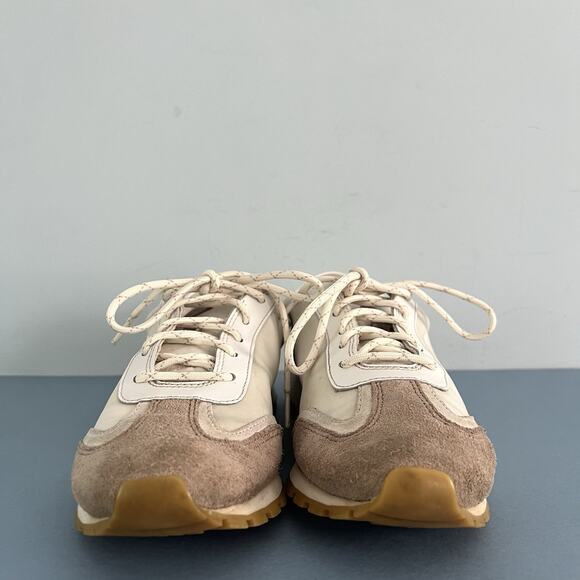 Tory Burch Annie Nylon Suede Ivory White Runner Sneakers - Picture 2 of 9